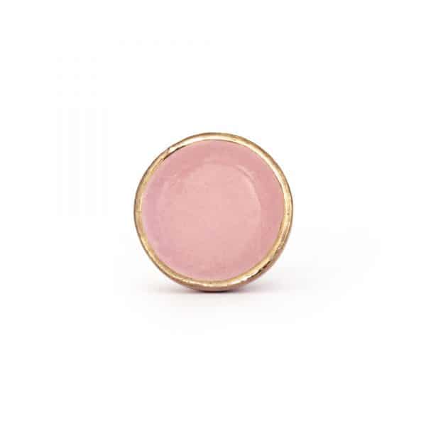 Pink Sorbet Ceramic Disc Knob with Gold Rim