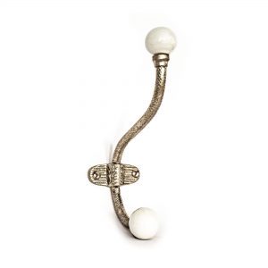 White Ceramic and Silver Wall Hook
