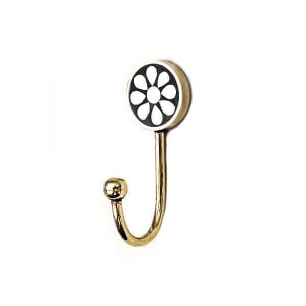 Small Black and Pearl Petaled Wall Hook