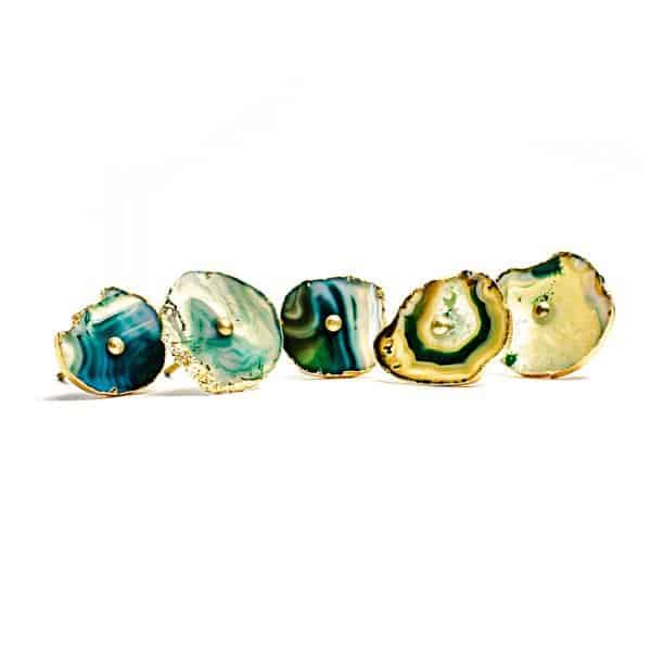 Brown, Green and Blue Agate Sliced Knob