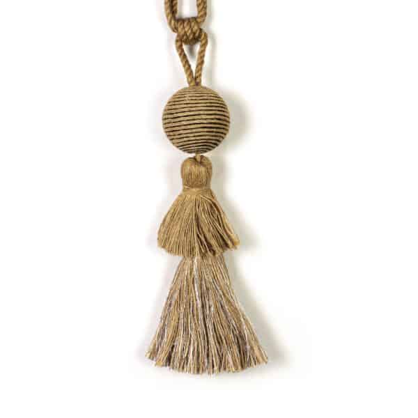 Jute and Silver Tassel Curtain Tie Back - Jute and Silver Tassel Curtain Tie Back