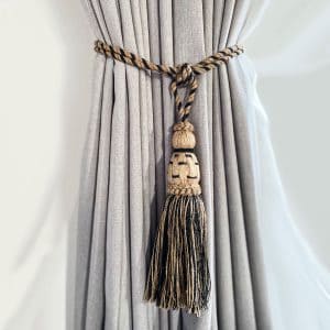 Natural and Black Jute Bell Curtain Tie Back