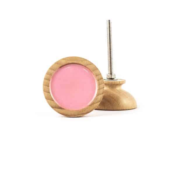 Pink Acrylic and Wood Knob
