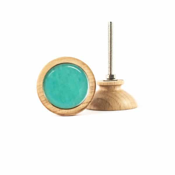 Turquoise Acrylic and Wood Knob