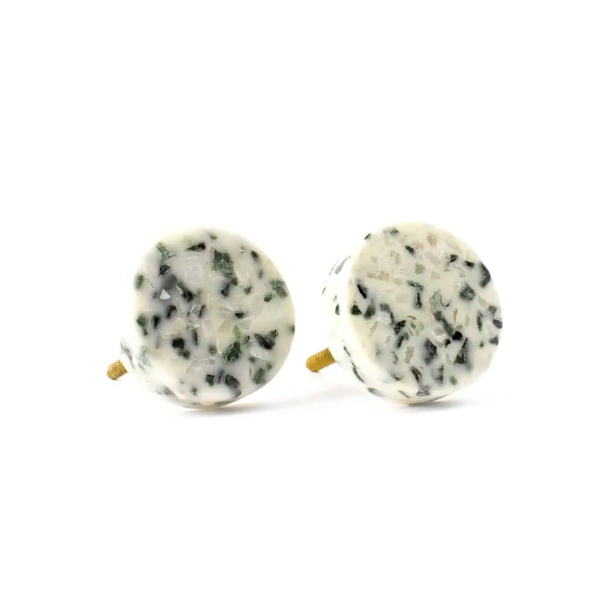 White Marble and Brass Oblong Pull - Drawer Pulls - White Marble and Brass Oblong Pull