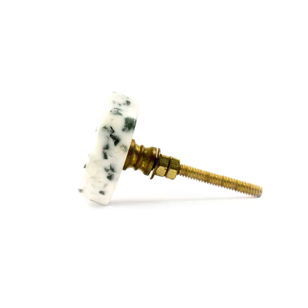 White Marble and Brass Oblong Pull - Drawer Pulls - White Marble and Brass Oblong Pull