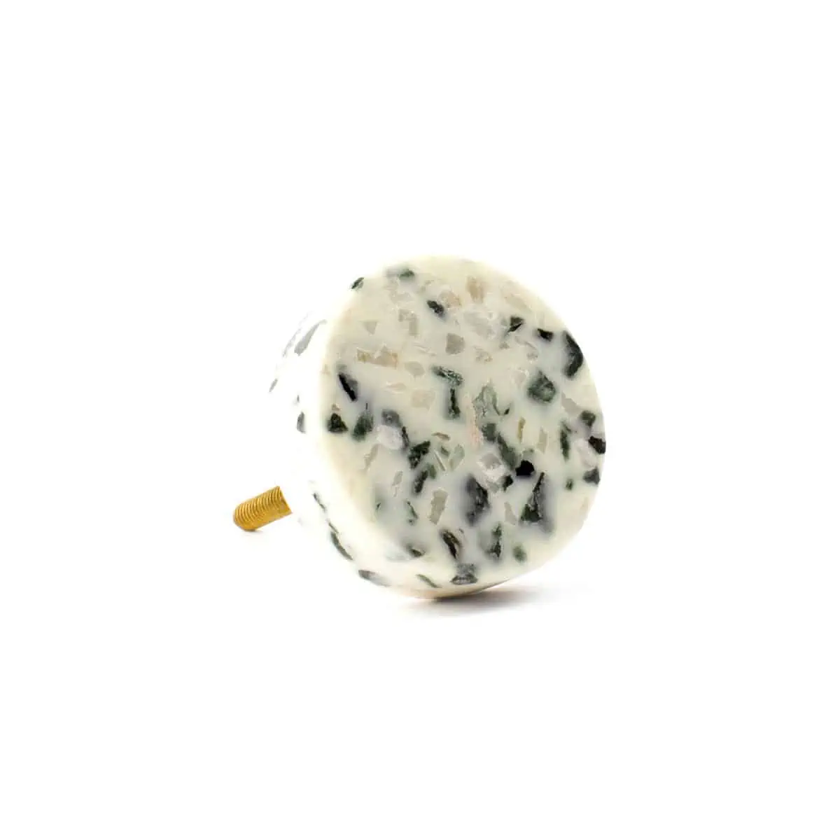 White Marble and Brass Oblong Pull - Drawer Pulls - White Marble and Brass Oblong Pull