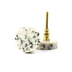 White Marble and Brass Oblong Pull - Drawer Pulls - White Marble and Brass Oblong Pull
