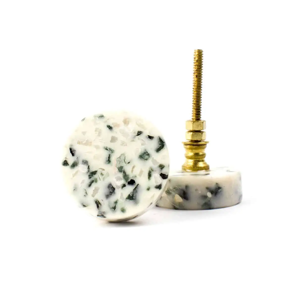 White Marble and Brass Oblong Pull - Drawer Pulls - White Marble and Brass Oblong Pull