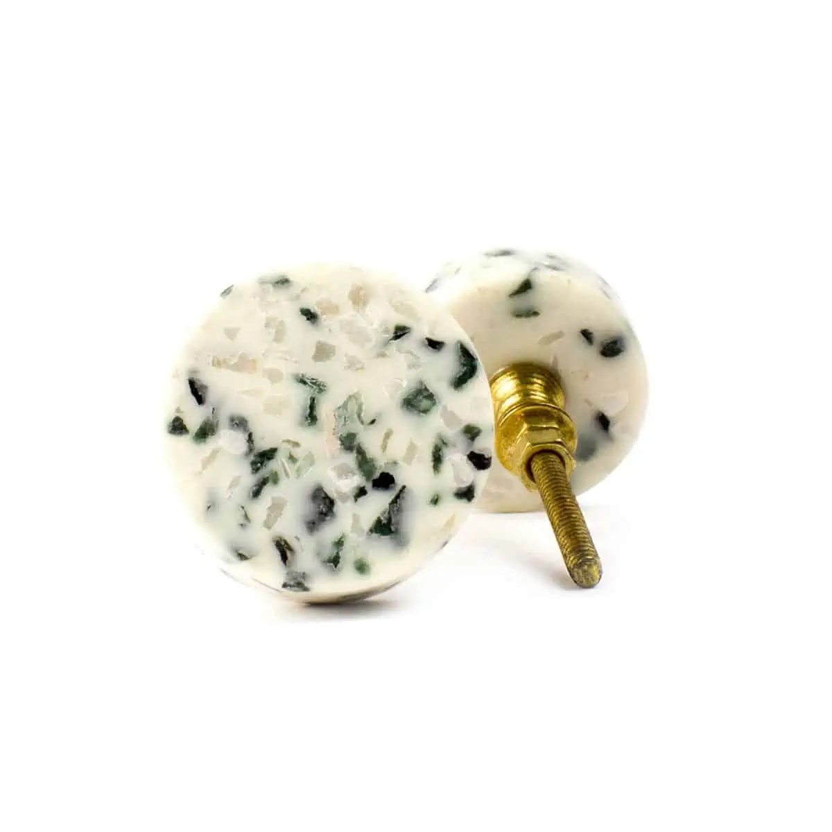 White Marble and Brass Oblong Pull - Drawer Pulls - White Marble and Brass Oblong Pull