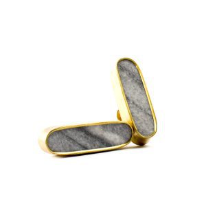 Grey Marble and Brass Oblong Pull