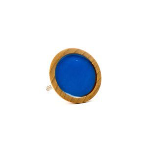 Blue Acrylic and Wood Knob