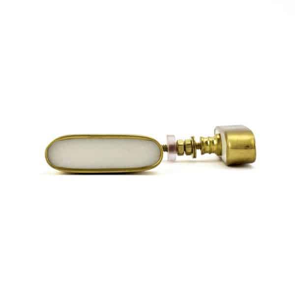 White Marble and Brass Oblong Pull