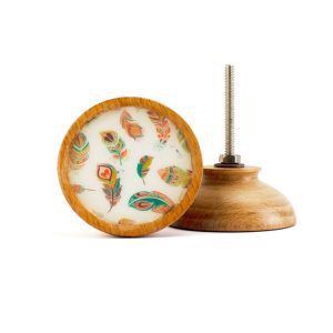 Bohemian Feathers Wooden Knob 2 Bohemian Fe