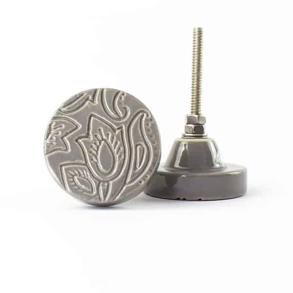 Mushroom Grey Flora Knob - Mushroom Grey Flora Knob