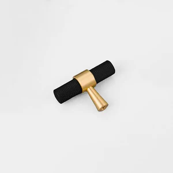 Porto - Knurled Matte Black/Brass Pull - Knurled Matte Black/Brass Pull