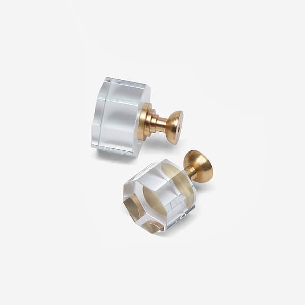 Glass and Brass Hex Knob - Glass and Brass Hex Knob
