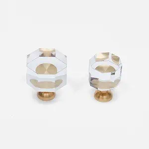 Glass and Brass Hex Knob - Architectural Hardware - Glass and Brass Hex Knob