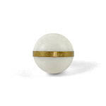 White Marble Knob with Brass Banding - Cabinet Knobs - White Marble Knob with Brass Banding
