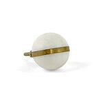 White Marble Knob with Brass Banding - Cabinet Knobs - White Marble Knob with Brass Banding