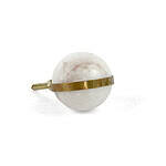 White Marble Knob with Brass Banding - Cabinet Knobs - White Marble Knob with Brass Banding