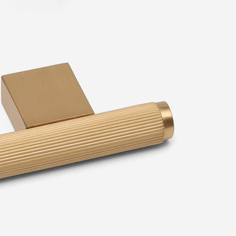 Smart 8 Genoa - Knurled Brushed Brass T-Bar Pull - Architectural Hardware - Knurled Brushed Brass T-Bar Pull