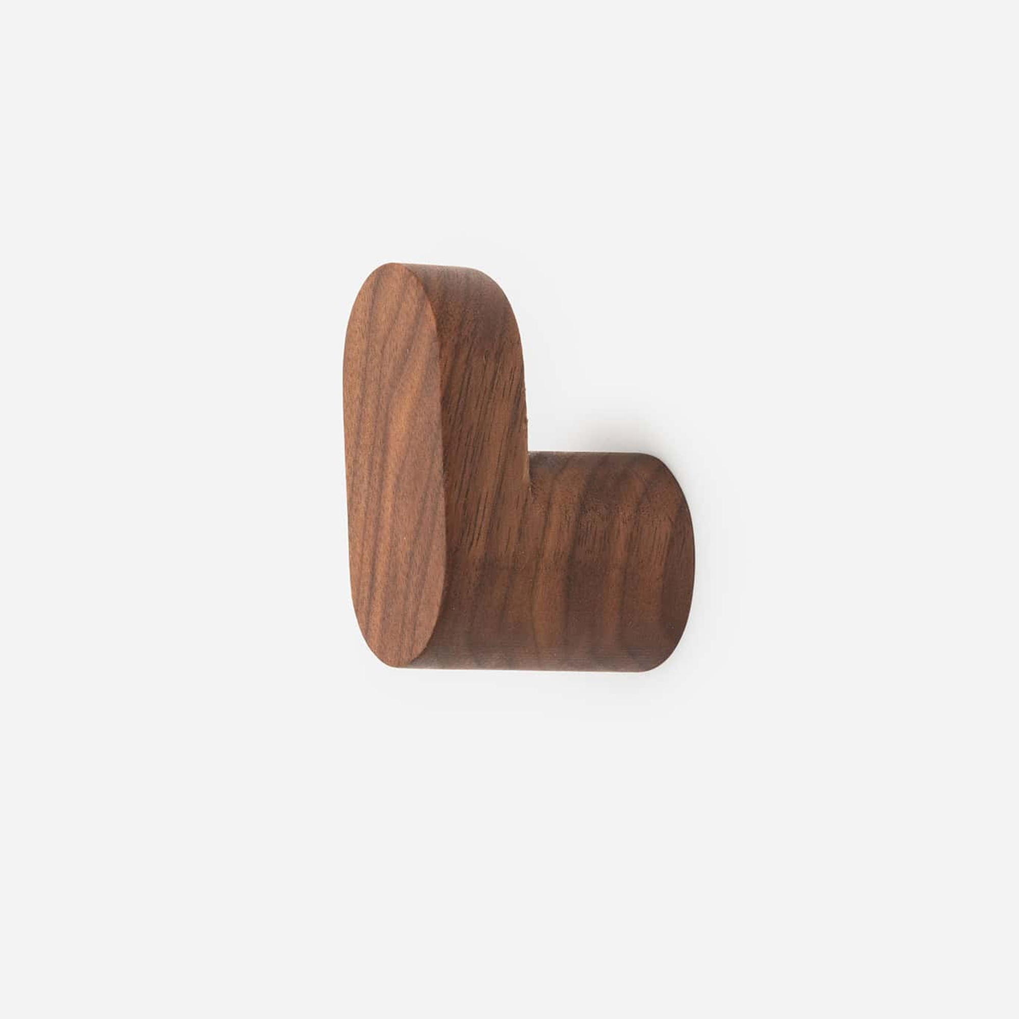 L Curved Walnut Wood Wall Hook - Architectural Hardware - L Curved Walnut Wood Wall Hook