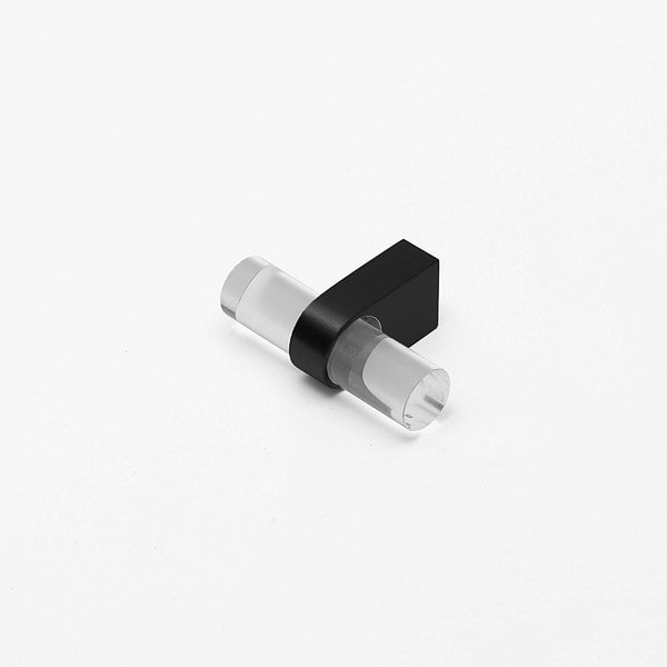 Hesse - Acrylic and Matte Black Brass T-Bar Pull - Acrylic and Matte Black Brass