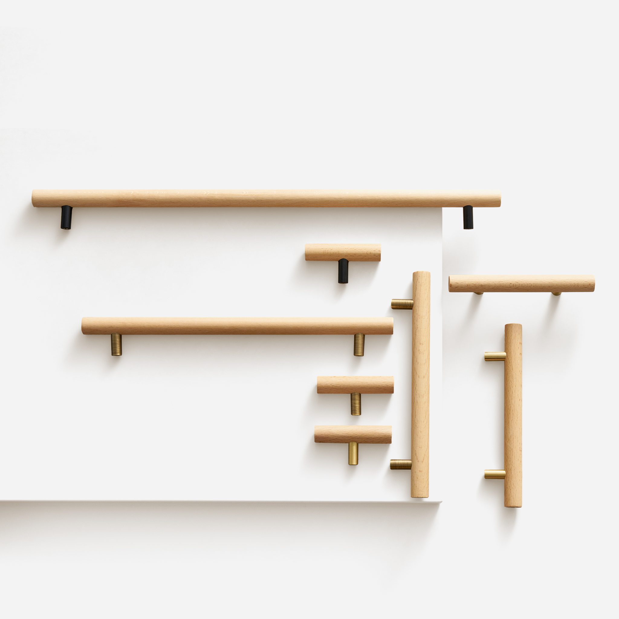 Torgny - Beech Wood and Matte Brass Pull - Architectural Hardware - Matte Brass