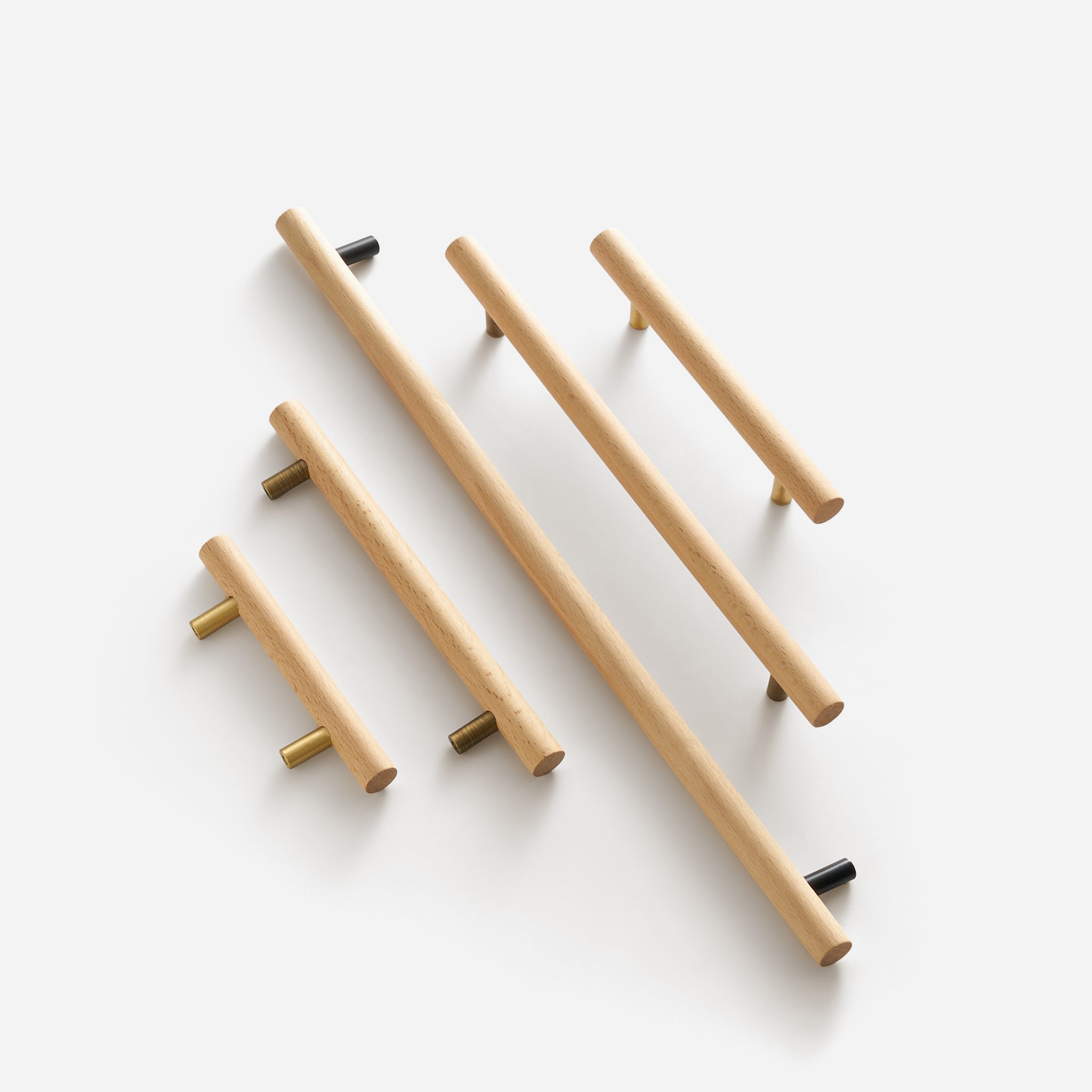 Torgny - Beech Wood and Matte Brass Handle - Architectural Hardware - Matte Brass