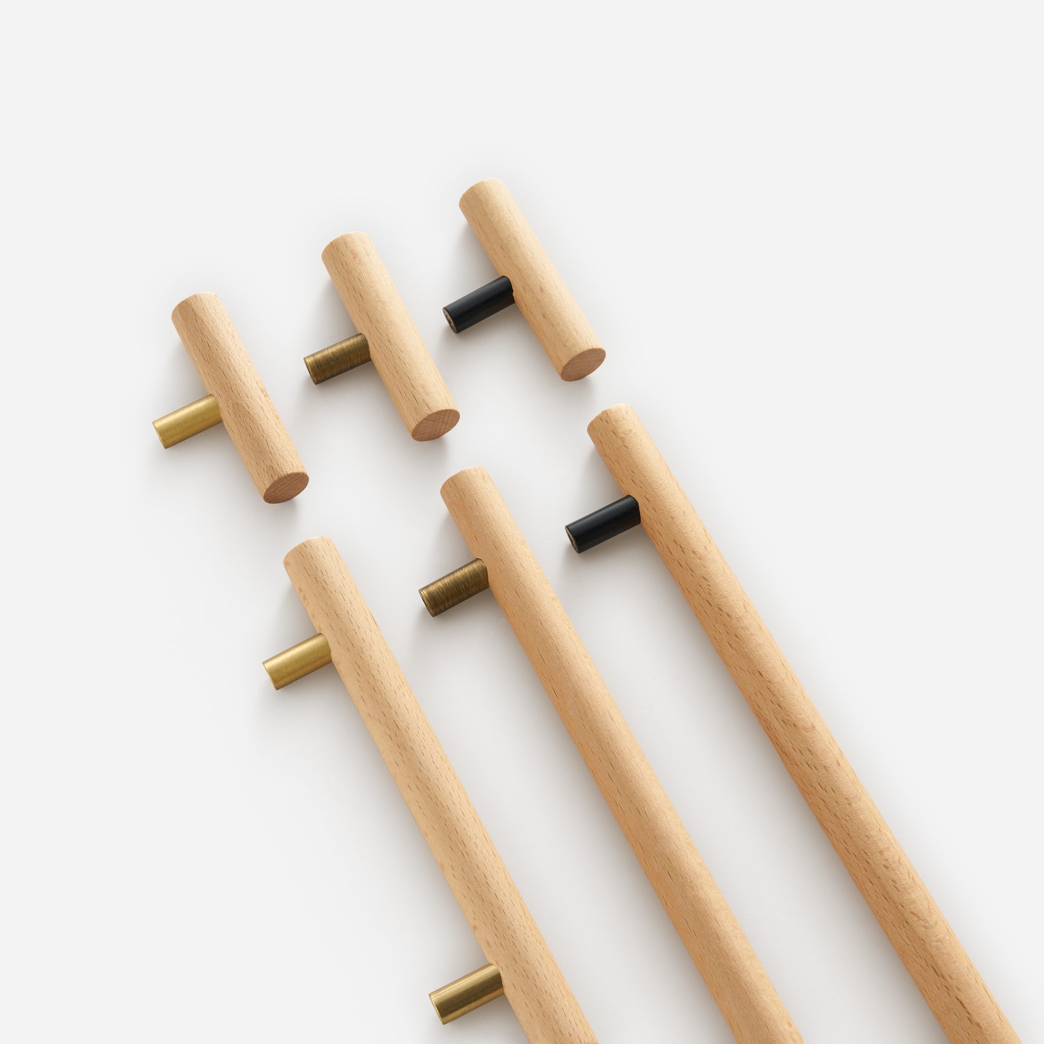 Torgny - Beech Wood and Matte Brass Pull - Architectural Hardware - Matte Brass