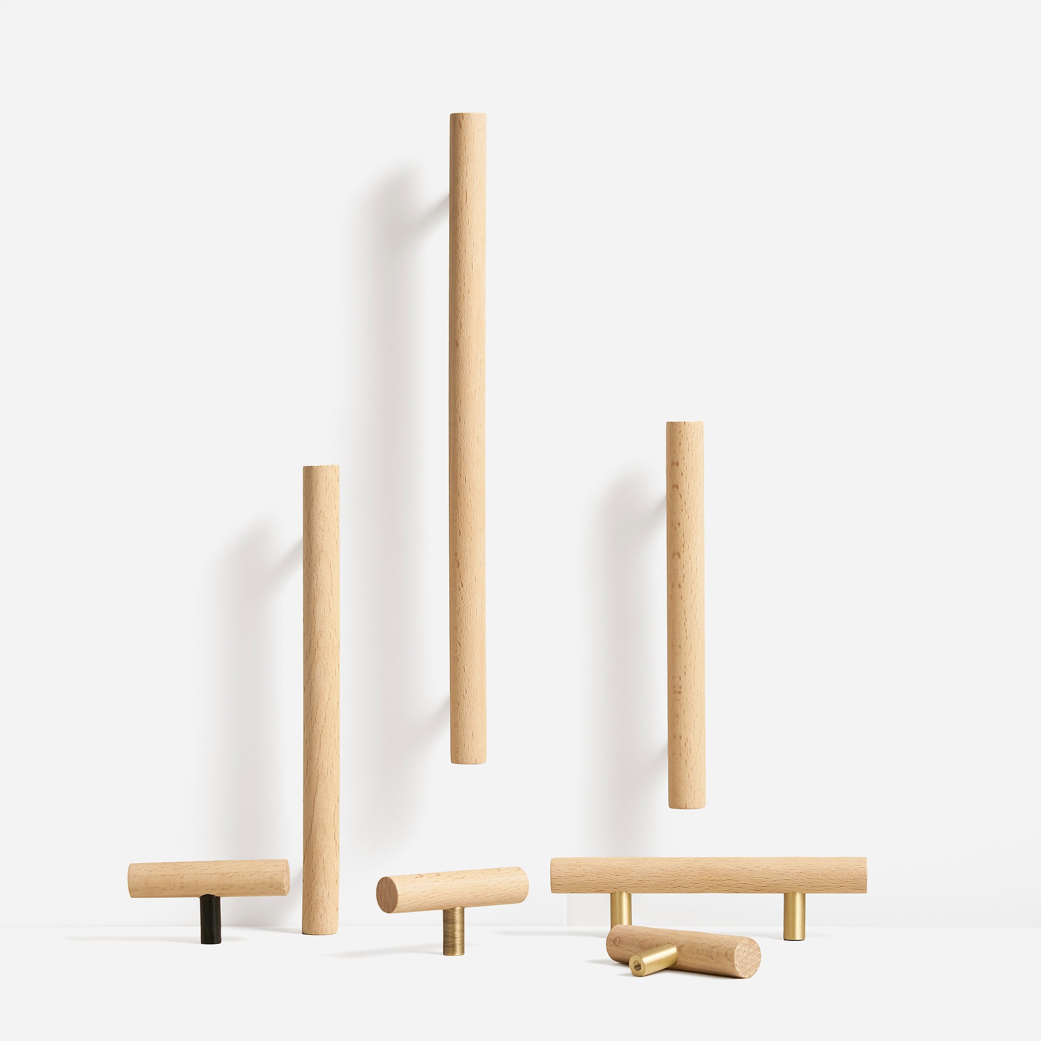 Torgny - Beech Wood and Matte Brass Pull - Architectural Hardware - Matte Brass