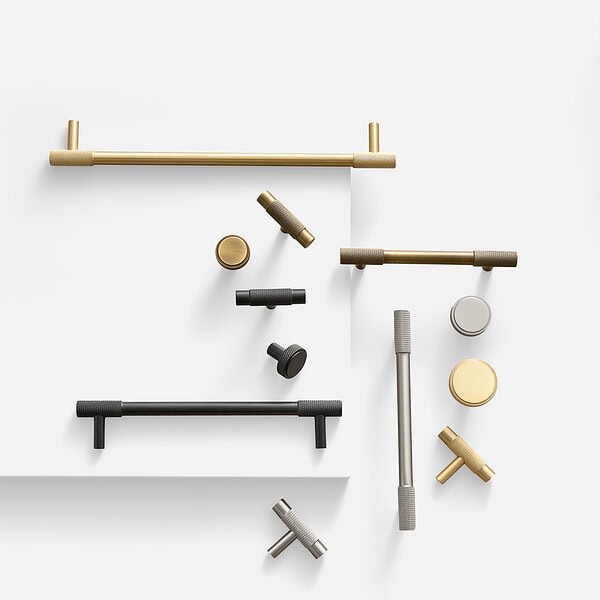 Lija - Knurled Brushed Nickel Brass Pull - Knurled Brushed Nickel Brass