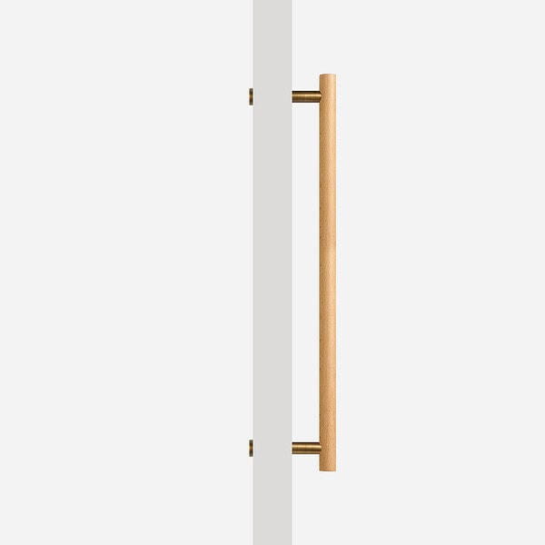 Beech Wood and Matte Brass Door Pull - Architectural Hardware - Beech Wood and Matte Brass Door Pull