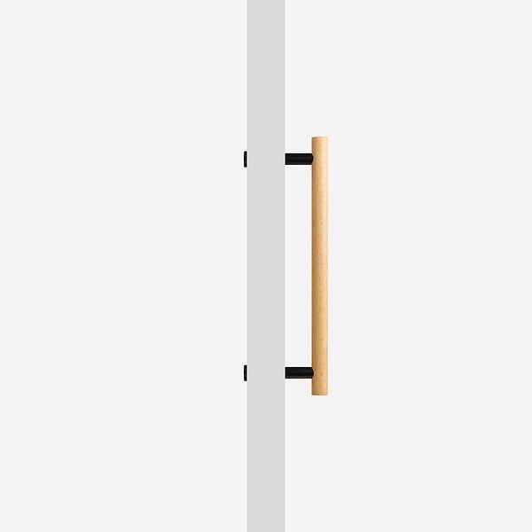 Beech Wood and Matte Black Brass Door Pull - Beech Wood and Matte Black Brass Door Pull
