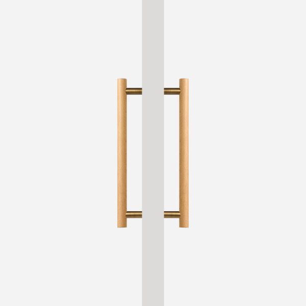 Beech Wood and Matte Brass Door Pull - Architectural Hardware - Beech Wood and Matte Brass Door Pull