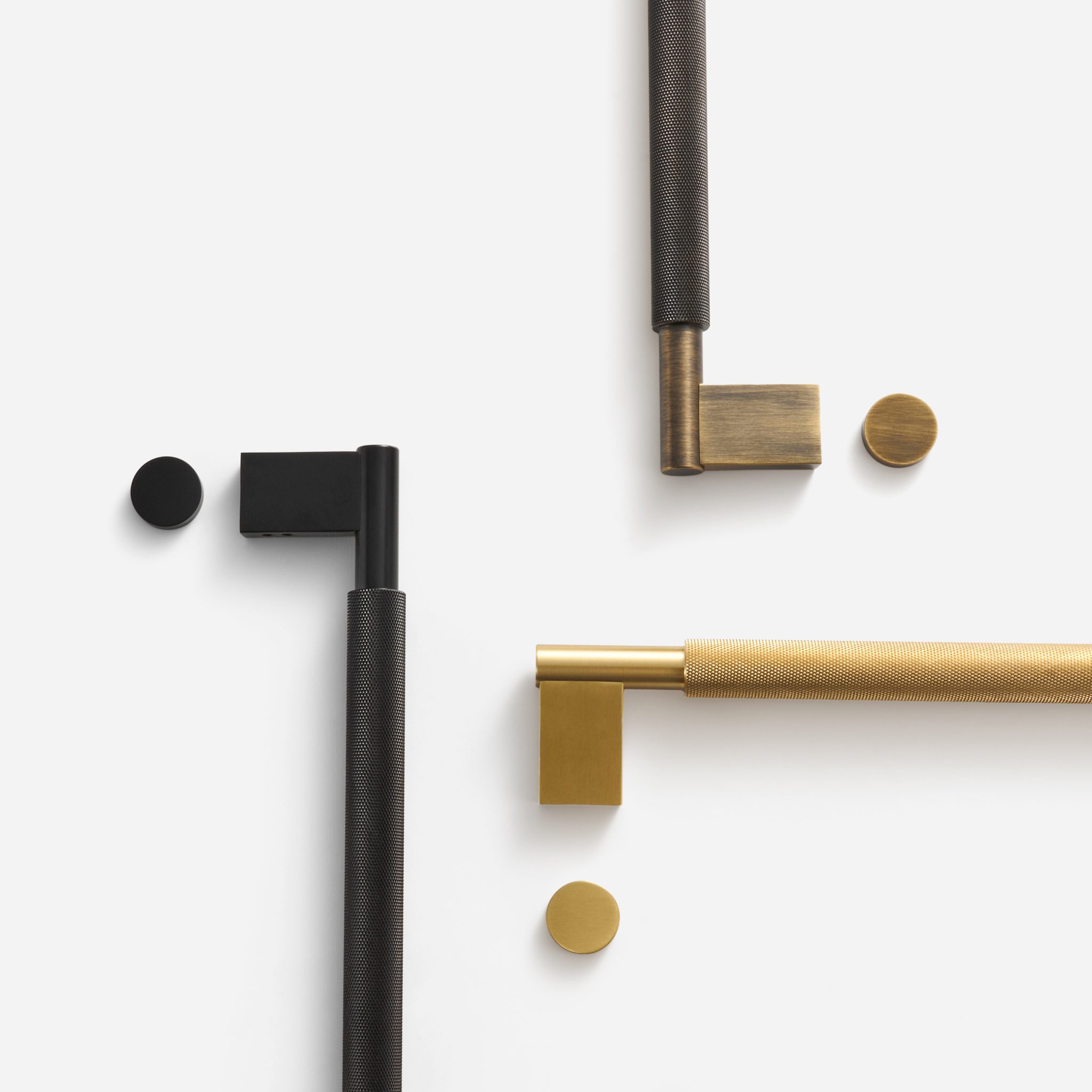 Brushed Brass Knurled Door Pull - 300mm, Single-Sided