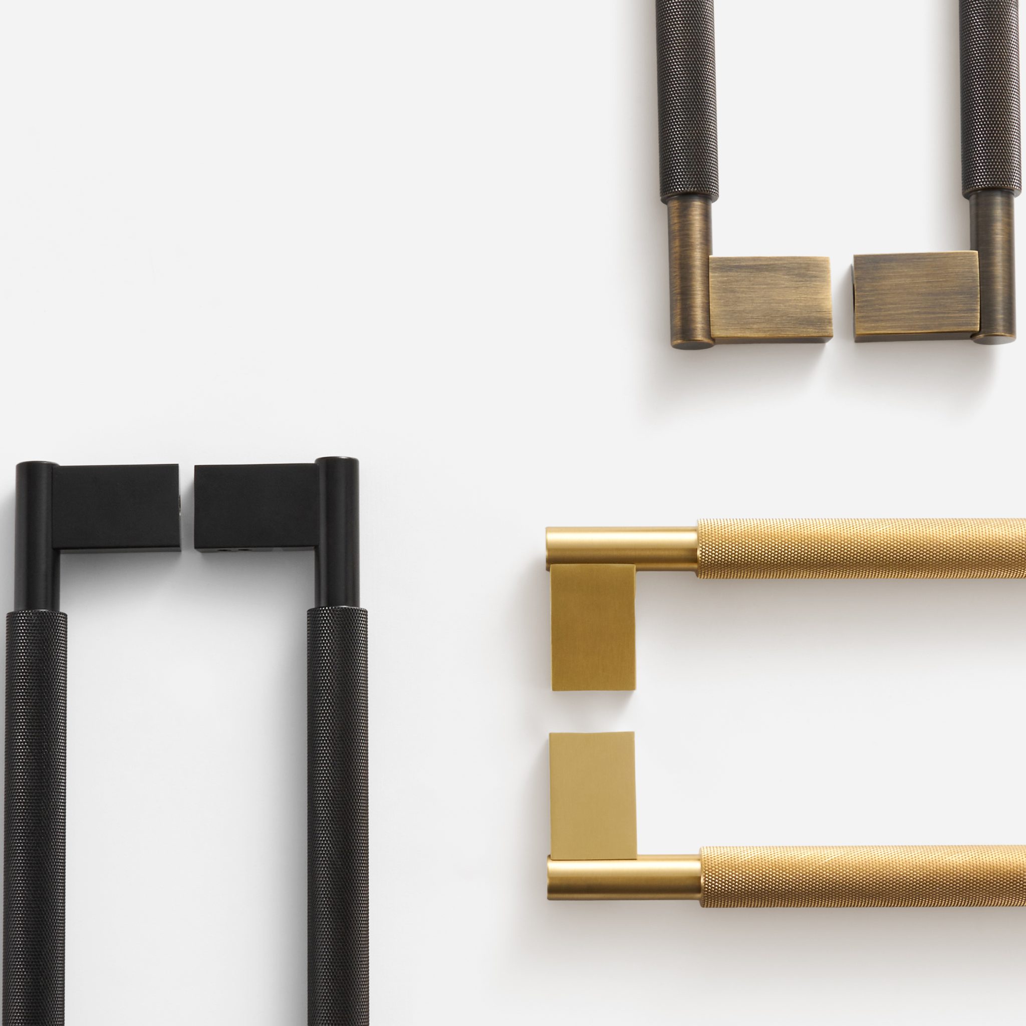 Brushed Brass Knurled Door Pull - 300mm, Single-Sided