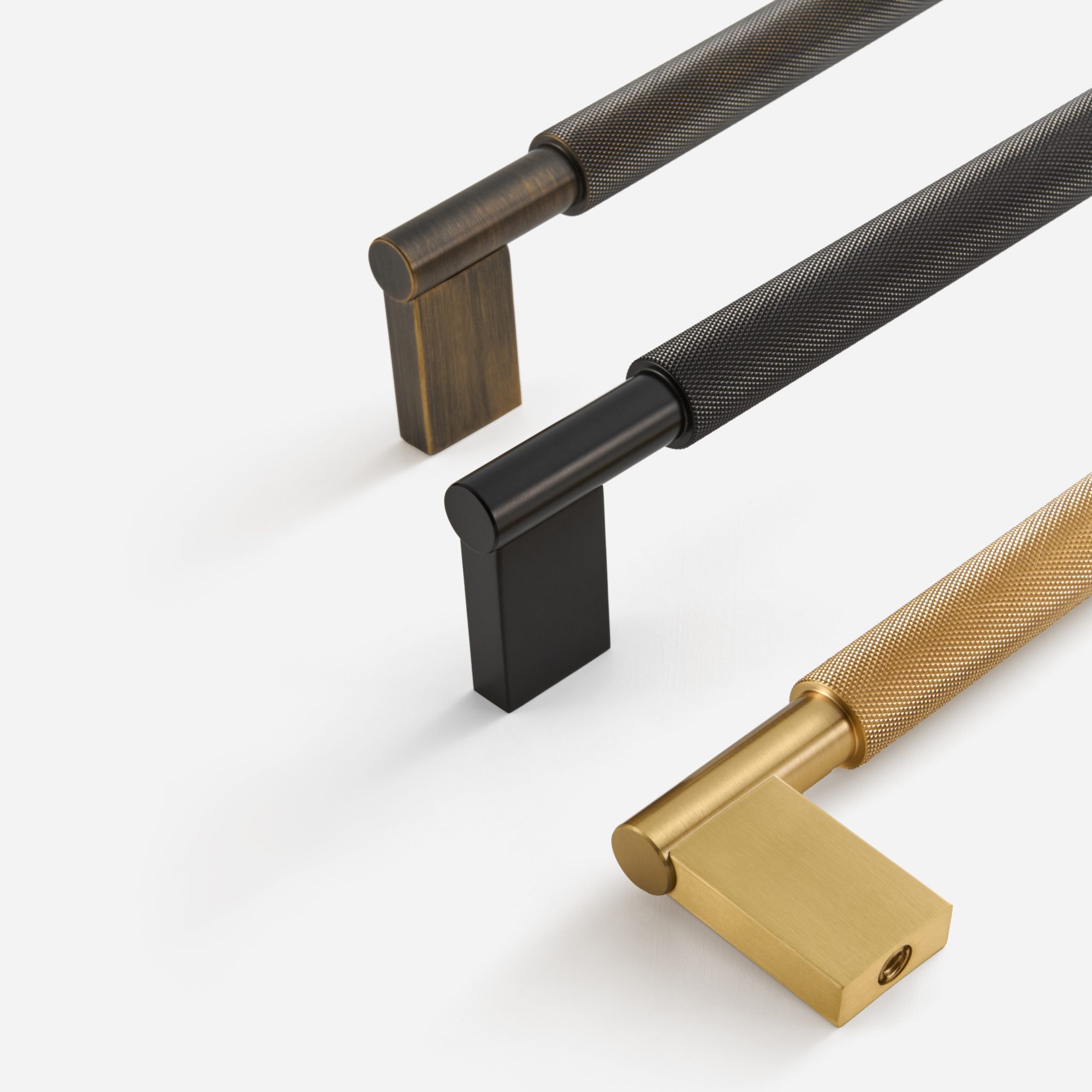 Brushed Brass Knurled Door Pull - 300mm, Single-Sided