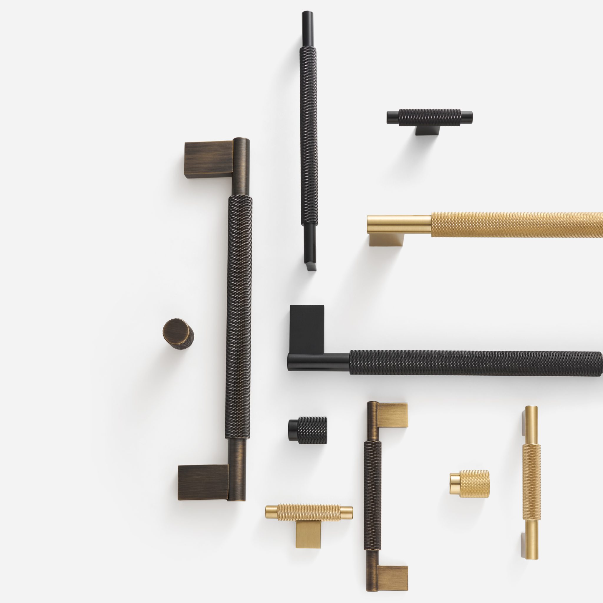 Brushed Brass Knurled Door Pull - 300mm, Single-Sided