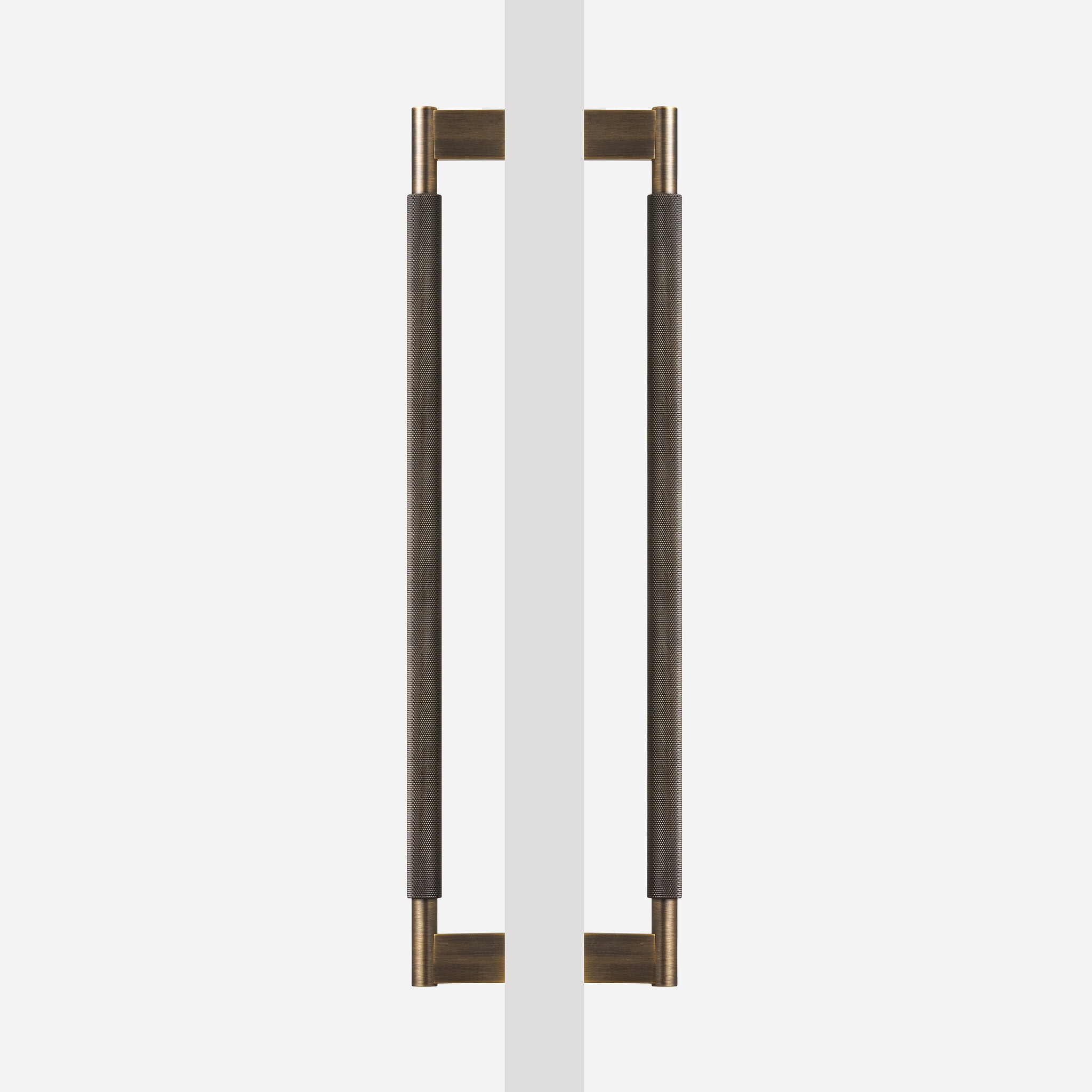 Brushed Brass Knurled Door Pull - 300mm, Single-Sided