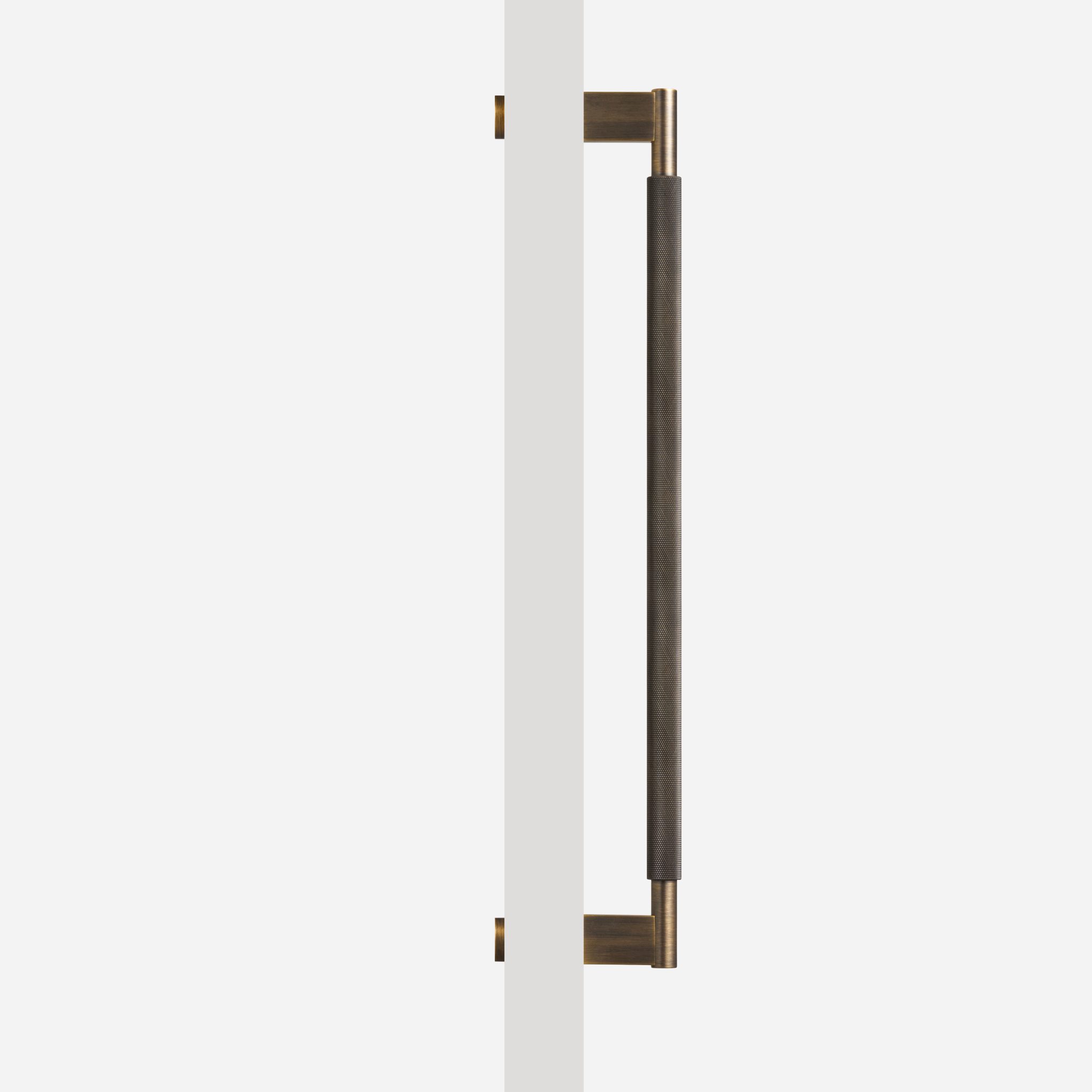 Brushed Brass Knurled Door Pull - 300mm, Single-Sided