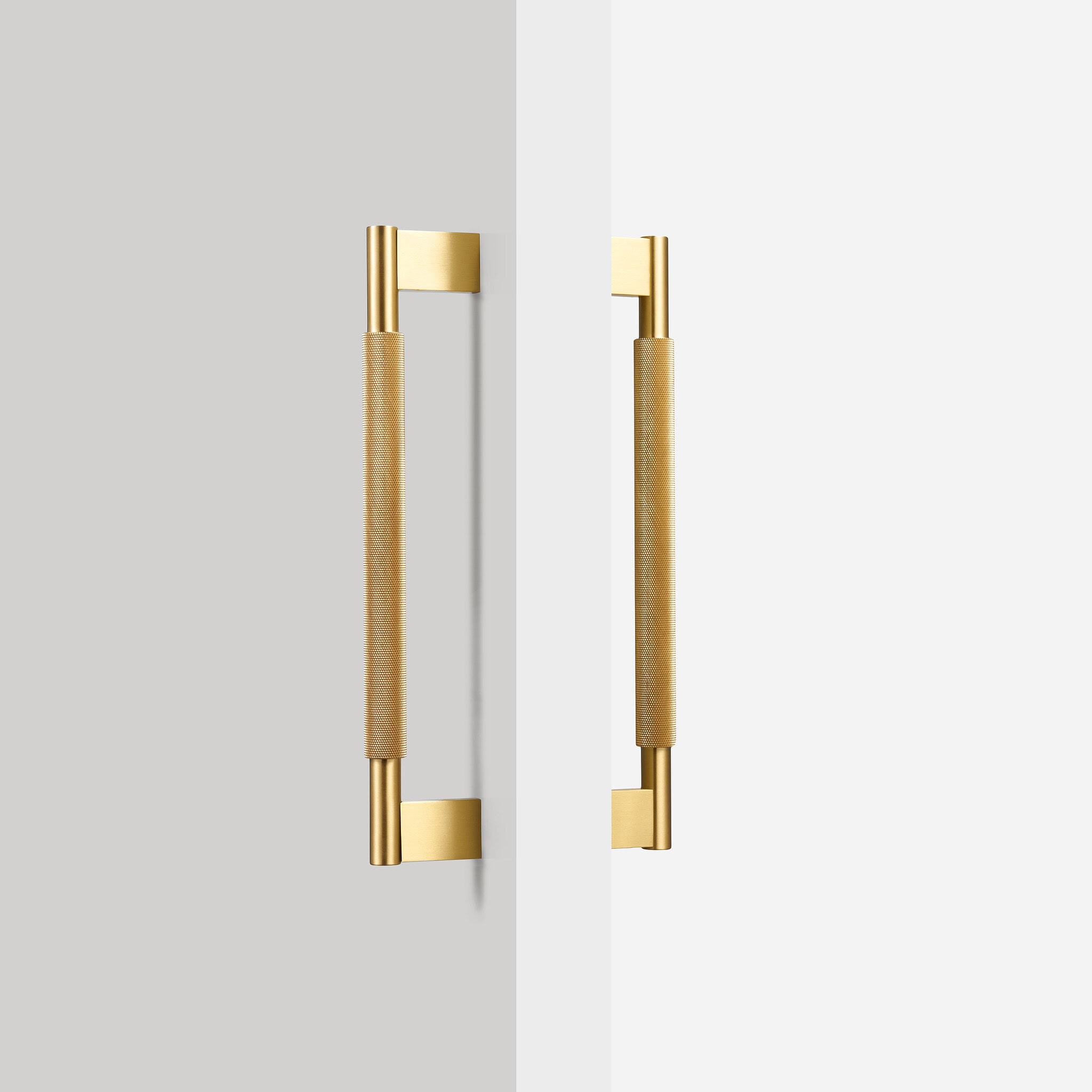 Brushed Brass Knurled Door Pull - 300mm, Single-Sided