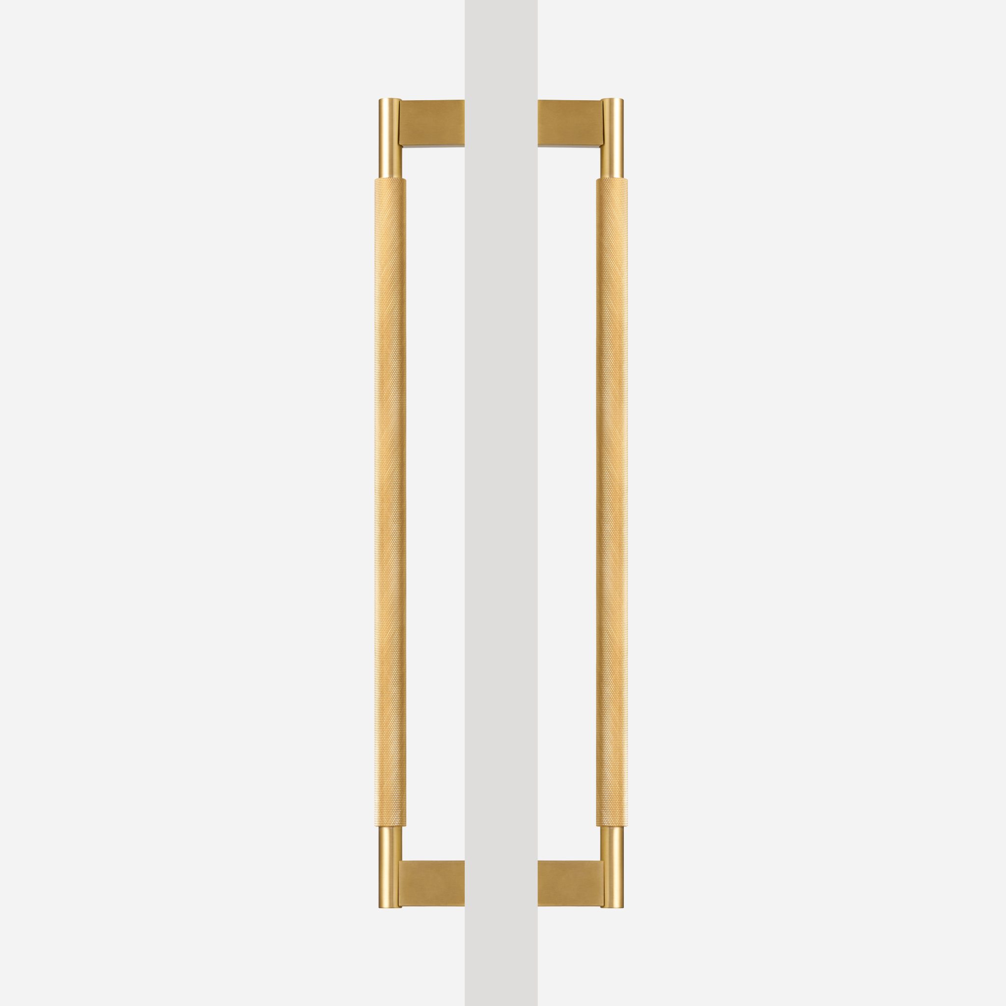 Brushed Brass Knurled Door Pull - 300mm, Single-Sided