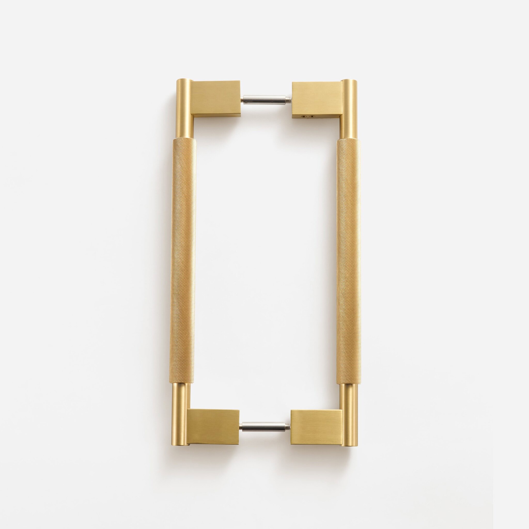 Brushed Brass Knurled Door Pull - 300mm, Single-Sided