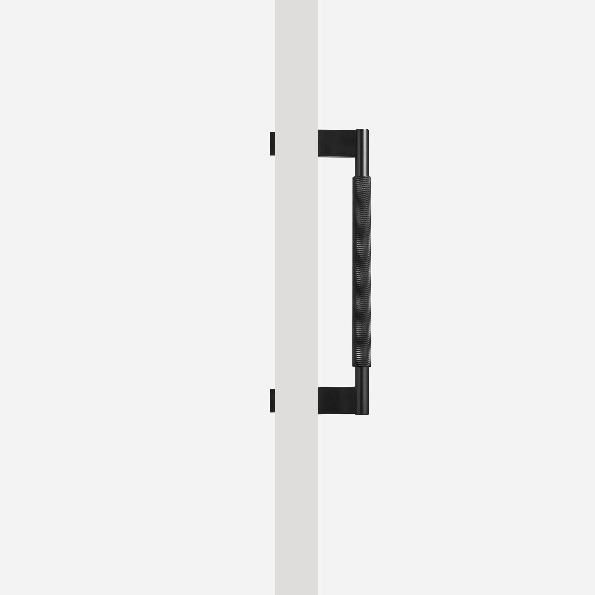 Brushed Brass Knurled Door Pull - 300mm, Single-Sided