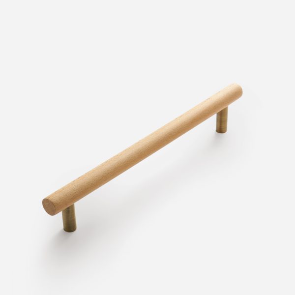 Beech Wood and Matte Brass Door Pull - Architectural Hardware - Beech Wood and Matte Brass Door Pull