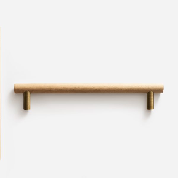 Beech Wood and Matte Brass Door Pull - Architectural Hardware - Beech Wood and Matte Brass Door Pull