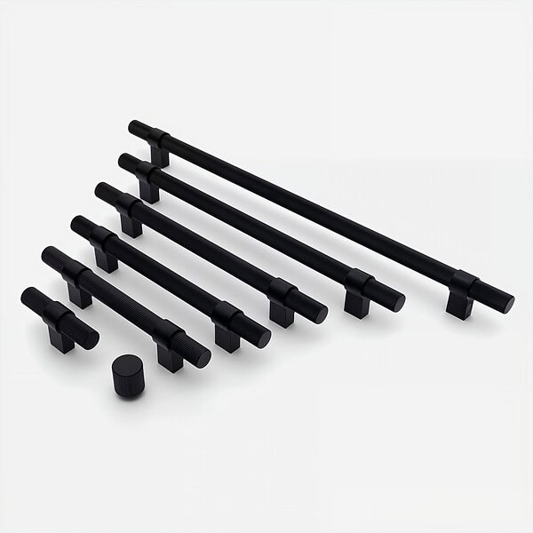 Midas - Matte Black Brass Linear Knurled Handle - Architectural Hardware - Matte Black Brass