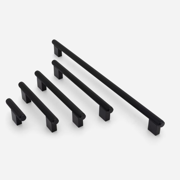 Genoa - Knurled Matte Black Brass Handle - Architectural Hardware - Knurled Matte Black Brass Handle